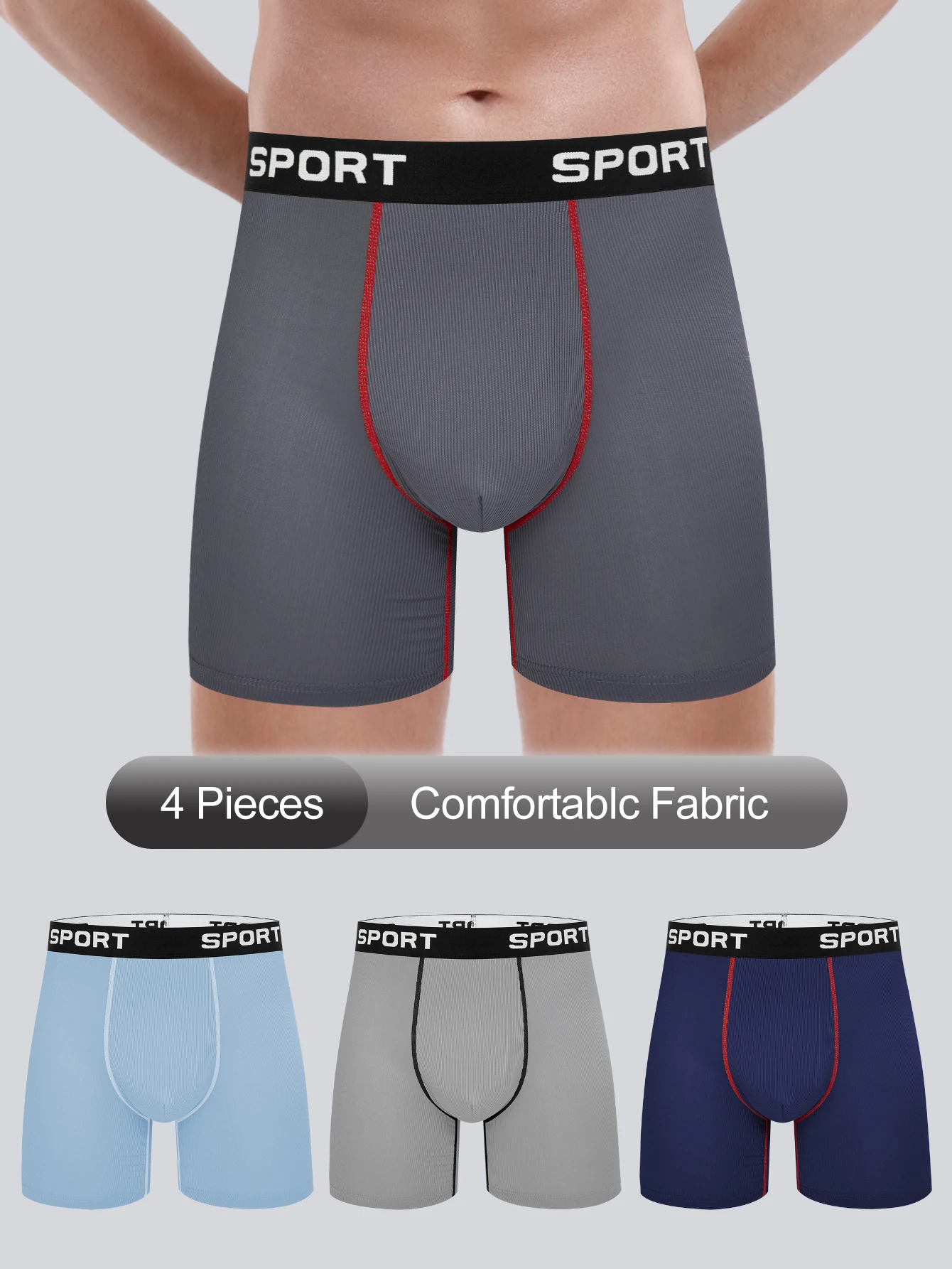 

4pcs Men's Panties Boxer Briefs Letter Elastic Band Men Underpants Classic Solid Color Boxers Underwear For Man