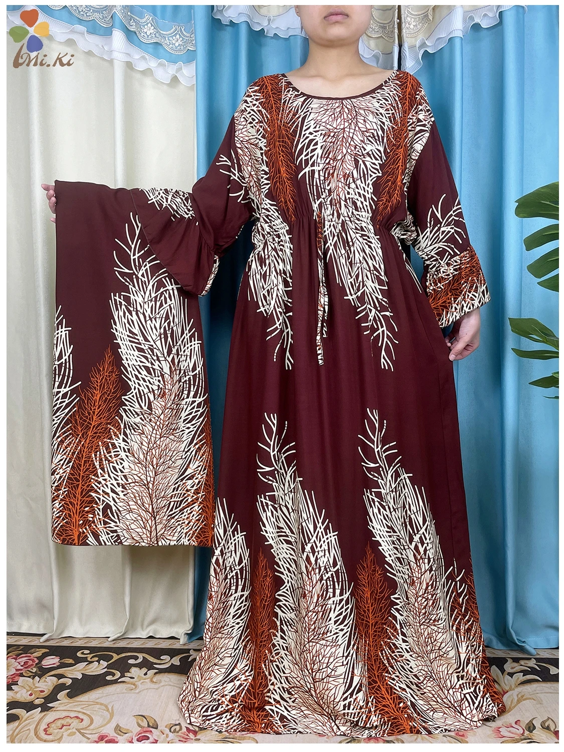 Dashiki Long Sleeved Dress For New African Women Printed Cotton Loose Long Skirt Kaftan Long Skirt Islamic Women Summer Dress