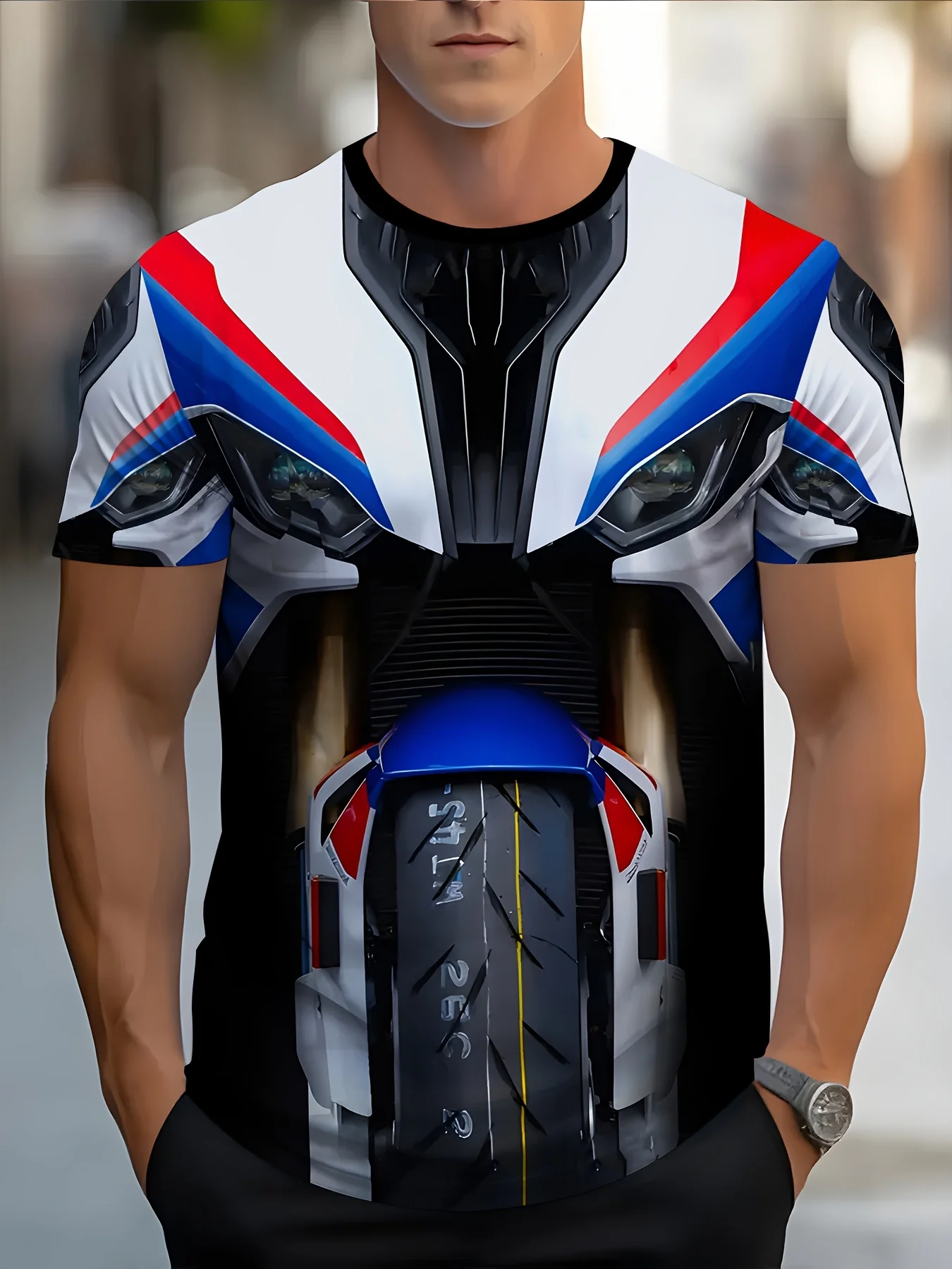 

Men's 3D Printed Graphic T-Shirt , Comfortable Polyester Short Sleeve Tee for Summer Outdoor Wear