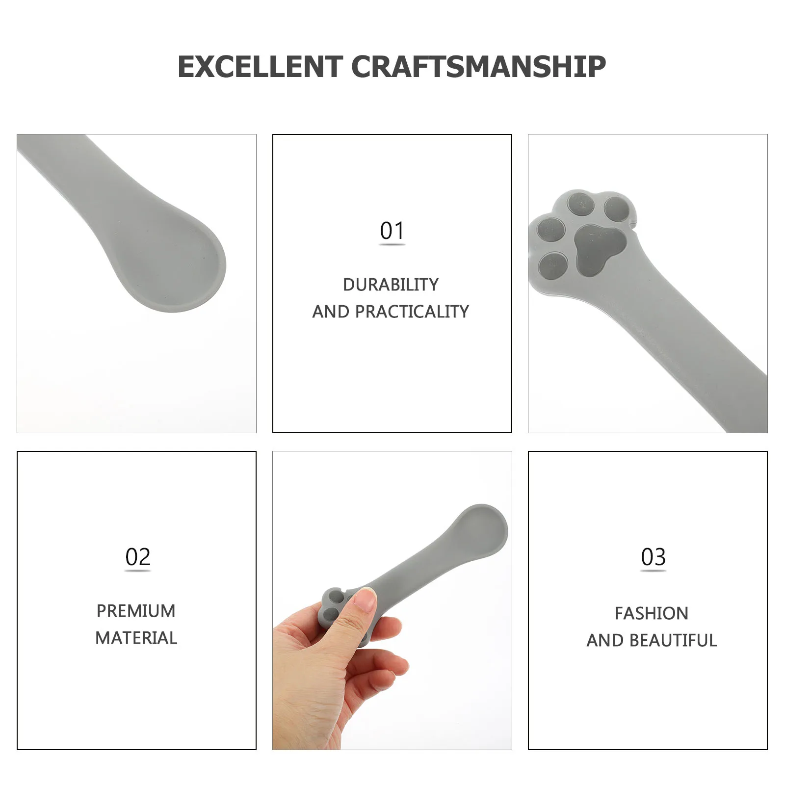 

Silicone Spoon Can Opener Cat Kitchen Utensils Food Canned Scoop Small Adorable for Grey