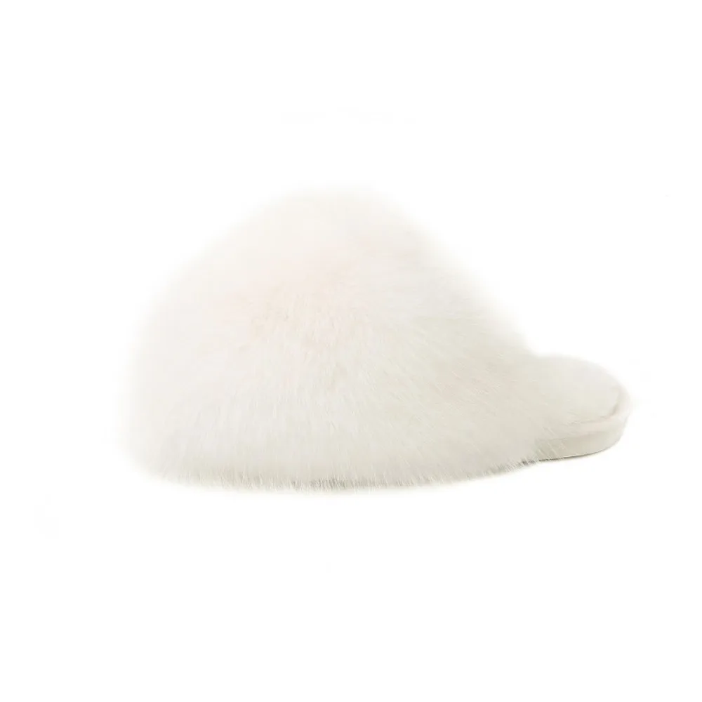 Winterfellige Damen-Hausschuhe, bequeme Flip-Flops, flache Pantoffeln, Indoor-Schlafzimmer-Plüschschuhe für Damen – Detail 29