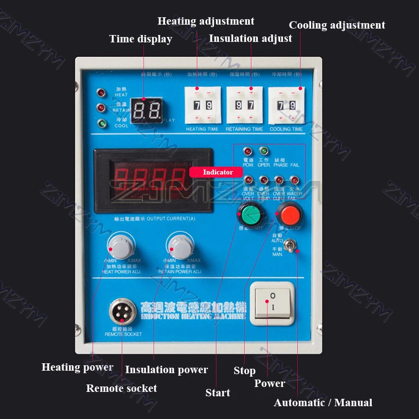 เครื่องทําความร้อนแบบเหนี่ยวนํา 15KW เครื่องทําความร้อนแบบเหนี่ยวนําเตาหลอมโลหะการเชื่อมความถี่สูงอุปกรณ์ดับโลหะ