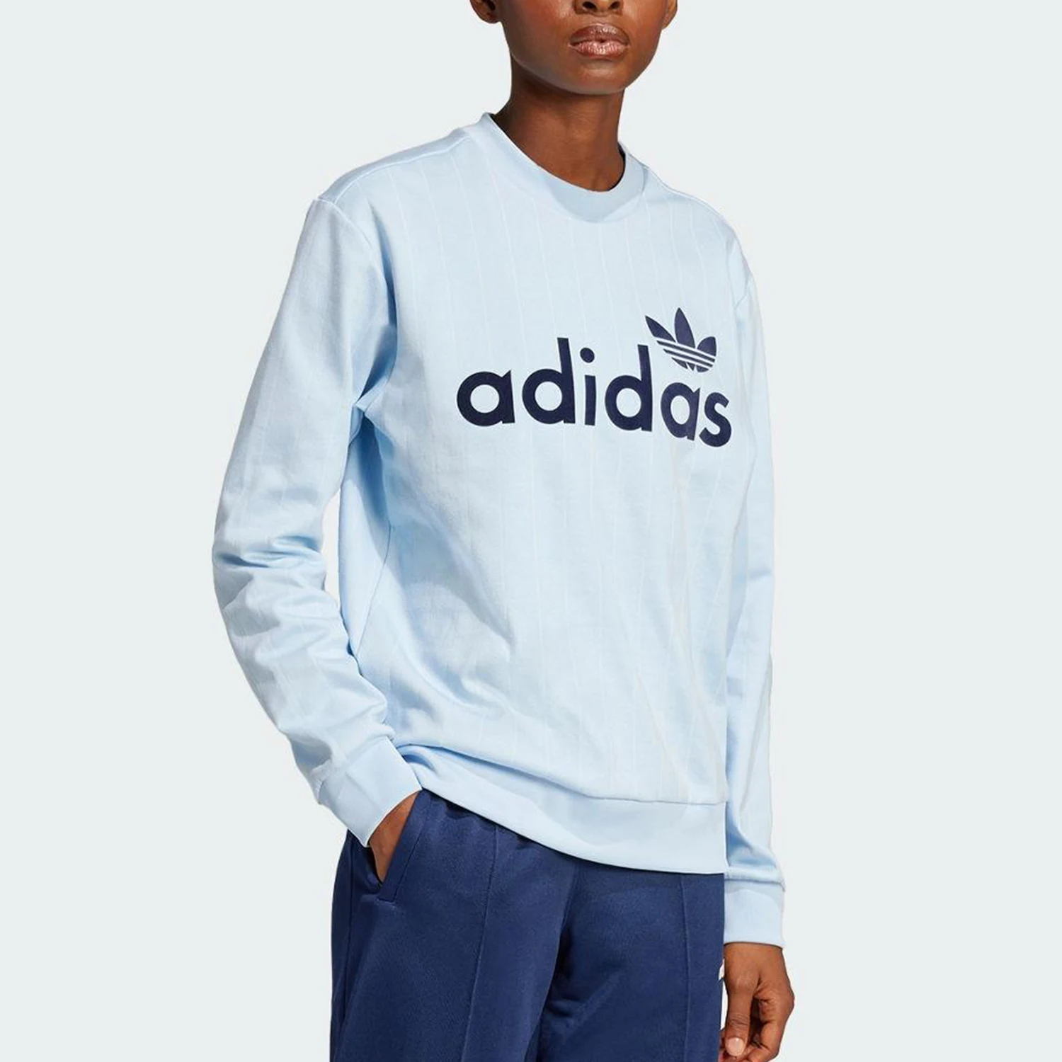 Adidas Originals Three Leaves Grass Women's Loose Round Neck Retro Sports Loose Sweatshirt JN1235