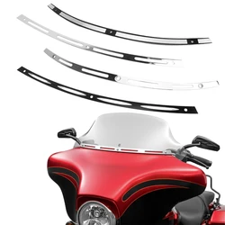 For Harley Electra Street Tri Glide 1996-2013 2014-UP Motorcycle Black Chrome Windshield Batwing Fairing CNC Trim Windscreen