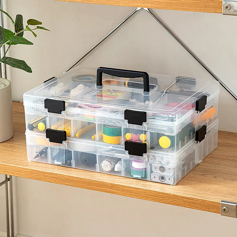 

Многофункциональный прозрачный пластиковый портативный ящик для хранения инструментов и аксессуаров для дома