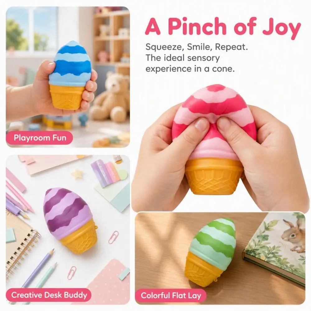 Soft TPR Ice Cream Squishy Toy Simulation Sundae Slow Rebound Ice Cream Cone Pinch Le Kneading Hand Relax Sensory Stress Toy