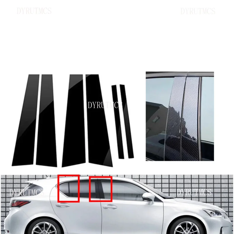 

Gloss Black Pillar Posts Silver Carbon Fit For Lexus CT200h CT 200 200h 2011-2020 Window Decor Door Side Mouliding Trim Cover