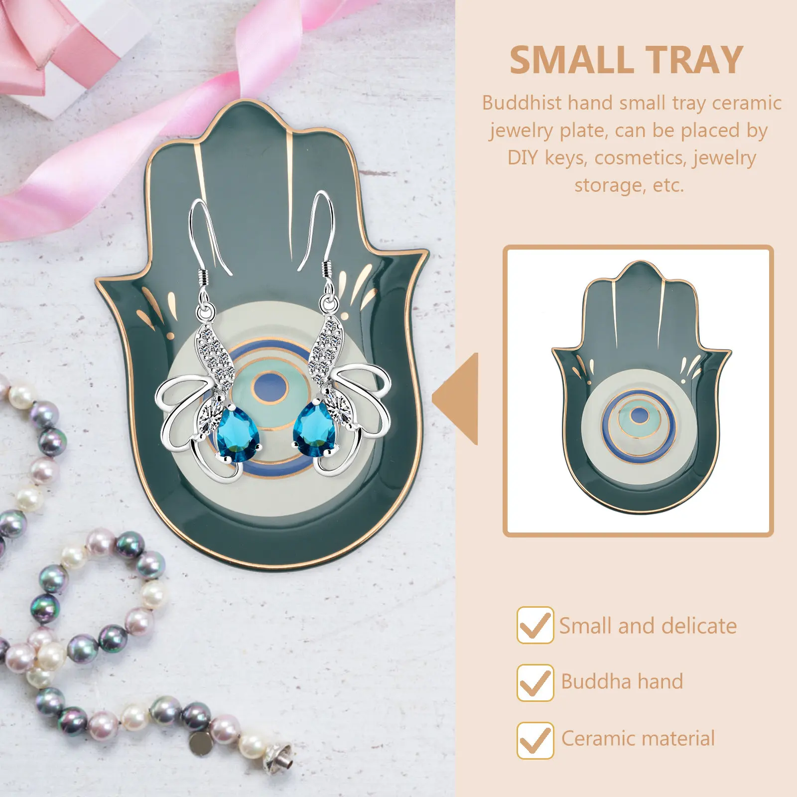 Buddha Jewelry Storage Tray Premium Ceramic Display Plate for Jewelry Organization Gift for Women Birthday Mother's