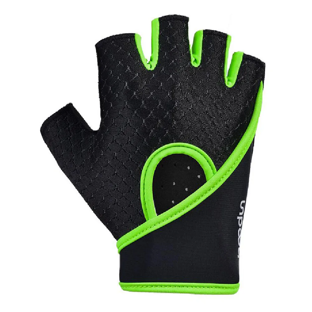

1 Pair of Yoga Gloves Non-slip Fitness Gloves Half Finger Hand Protector Gloves - Size L (Black and Green)