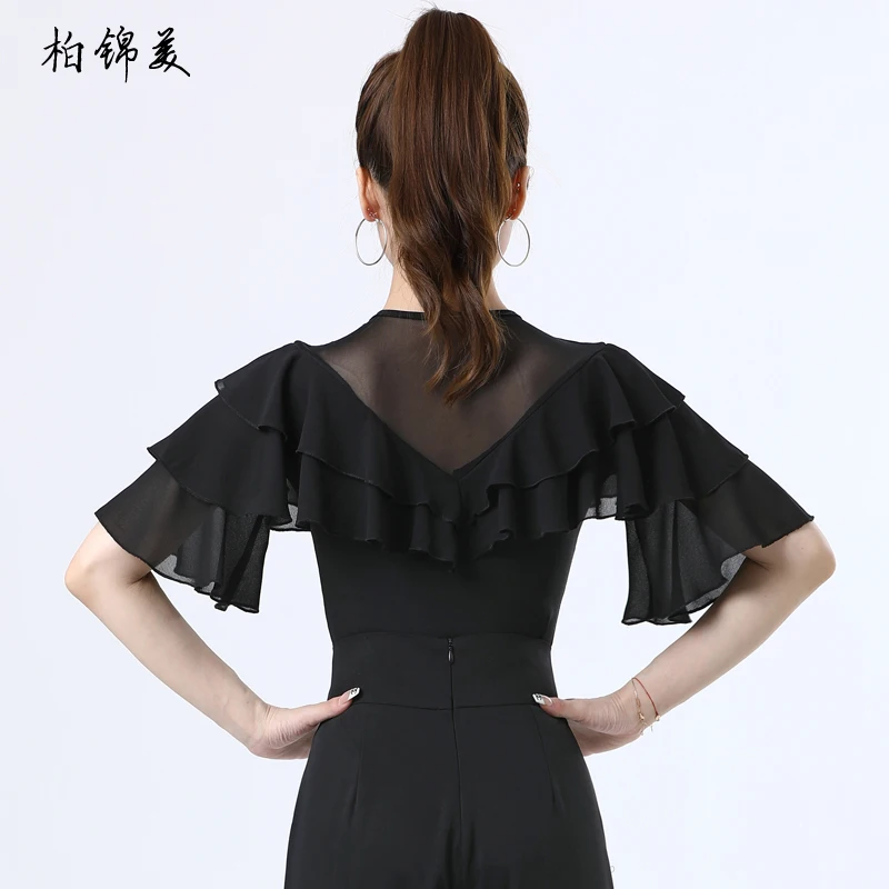 Top de baile moderno para mujer, vestido de entrenamiento de Baile Social, baile latino profesional, ropa de rendimiento, nuevo vals
