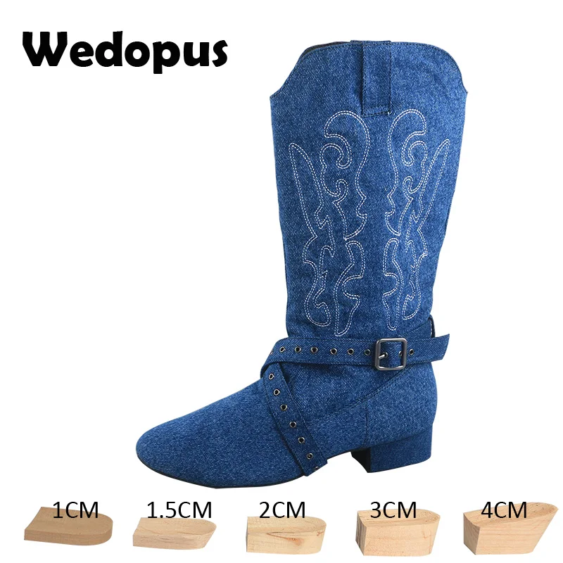 Venus lure Embroidery Warm up Dance Boot Latin Ballroom Party Dancing Shoes Women Customized Heel Denim Dancing Boot