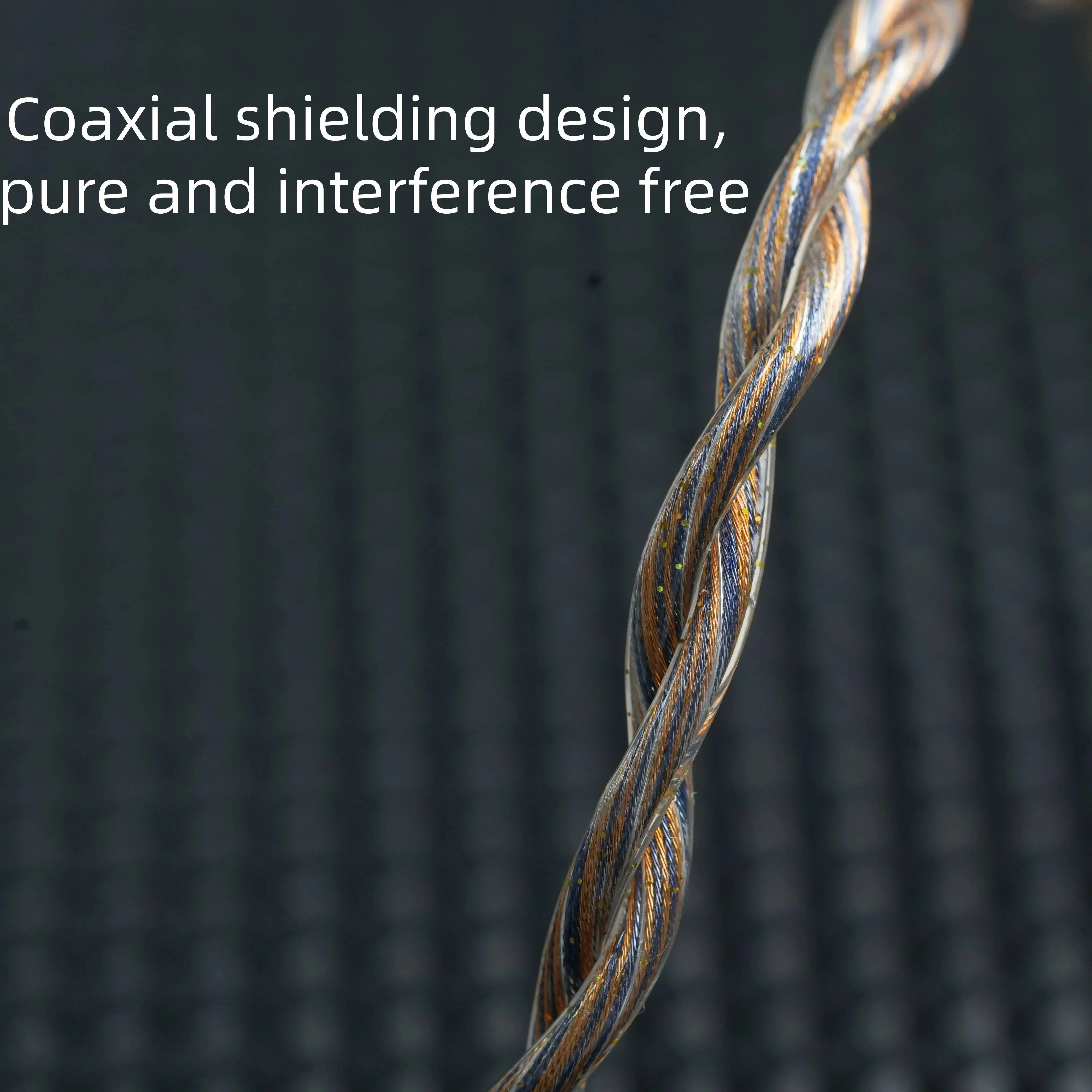 XINHS Jinlan E02 2 Core Coaxial Shielded IEM Upgrade Cable, Single Crystal Copper Silver-Palladium Gold Plated Earphone Wire