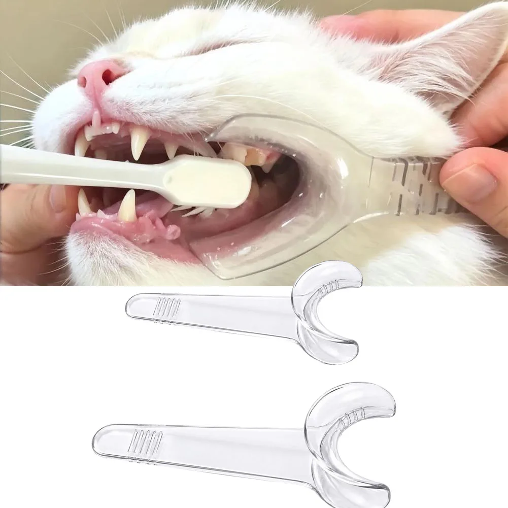 Clear Pet Mouth Opener Retractor, Anti-Bite Dog Cat Teeth Brushing Opener, Ergonomic Oral Inspection Tool for Veterinary & Home
