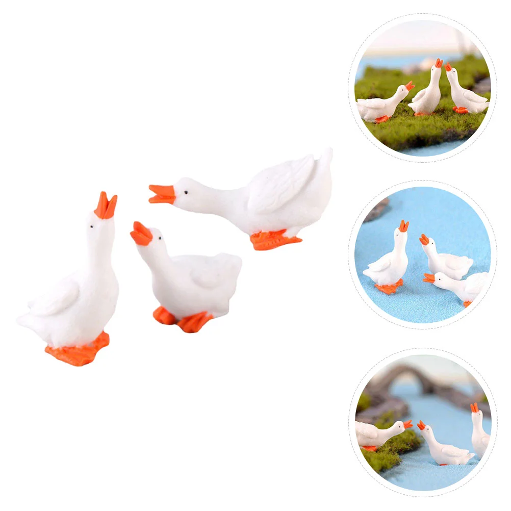 9 Pcs Ornaments Animal Tiny Statues Glass Miniature Goose Resin Figurines Farm Decor Child Garden Miniatures Adorn