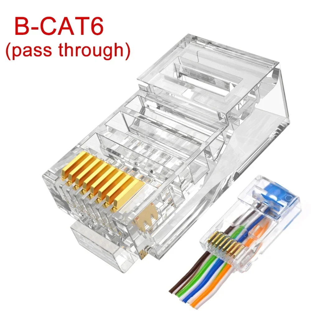 50/1 шт. CAT6 RJ45 концы Ethernet-кабеля обжимные сквозные разъемы CAT5E UTP сеть неэкранированный модульный разъем для ПК компьютера