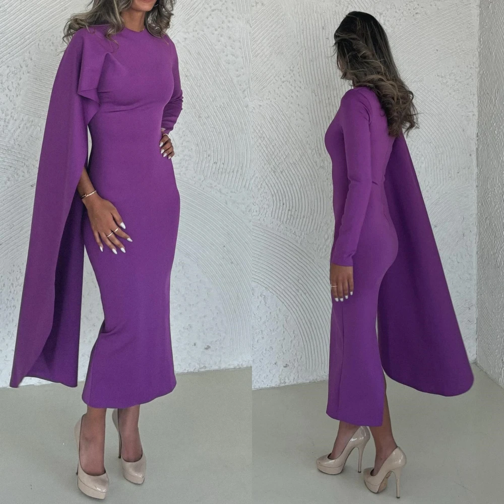 Jiayigong  Jersey Pleat Party A-line High Collar Bespoke Occasion Gown Midi Dresses Saudi Arabia  