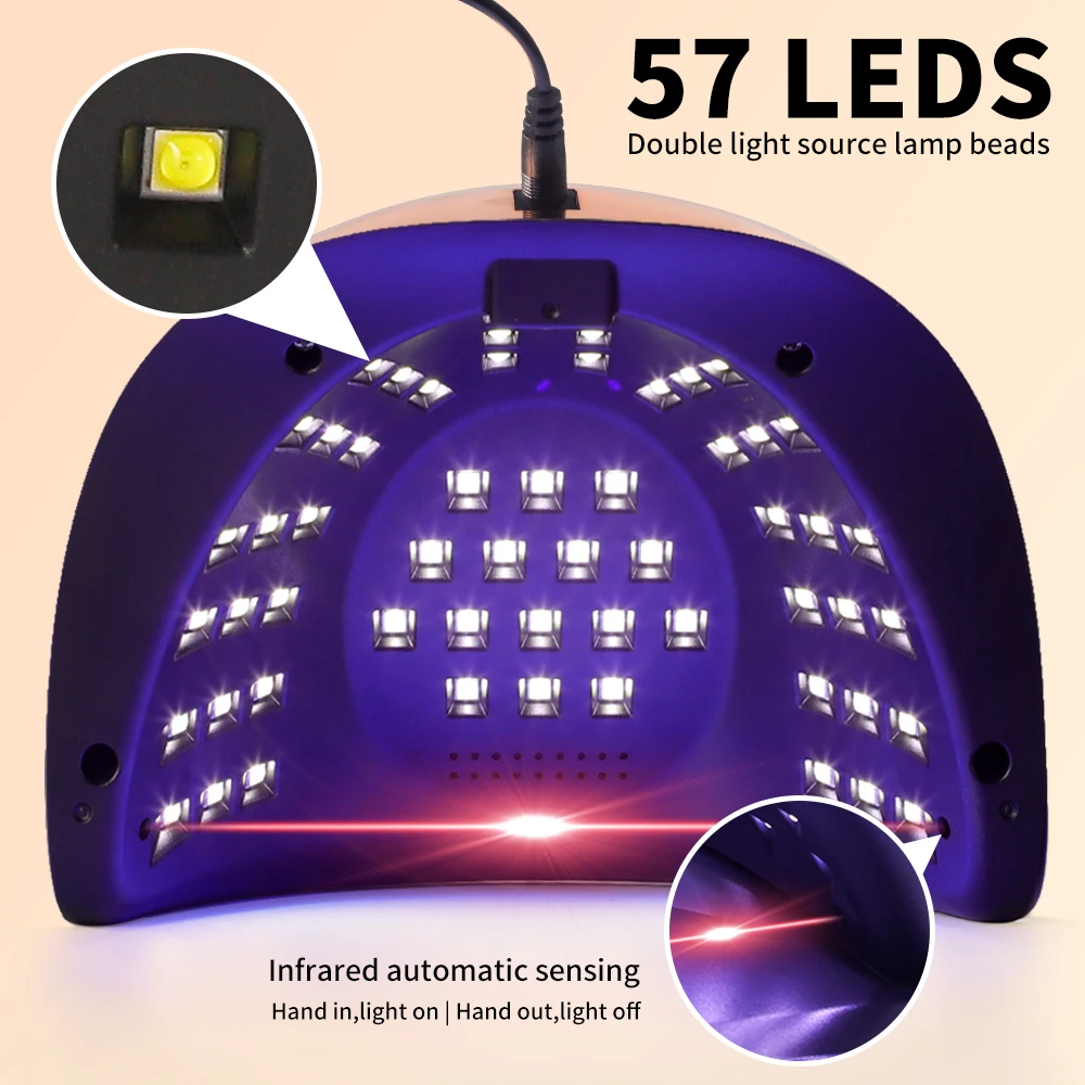 Nail Art Phototherapy Lamp With 57 LEDS Quick Drying Nails Light Have 3 Timer Modes LCD Display for Manicure Salon/Home Dryer