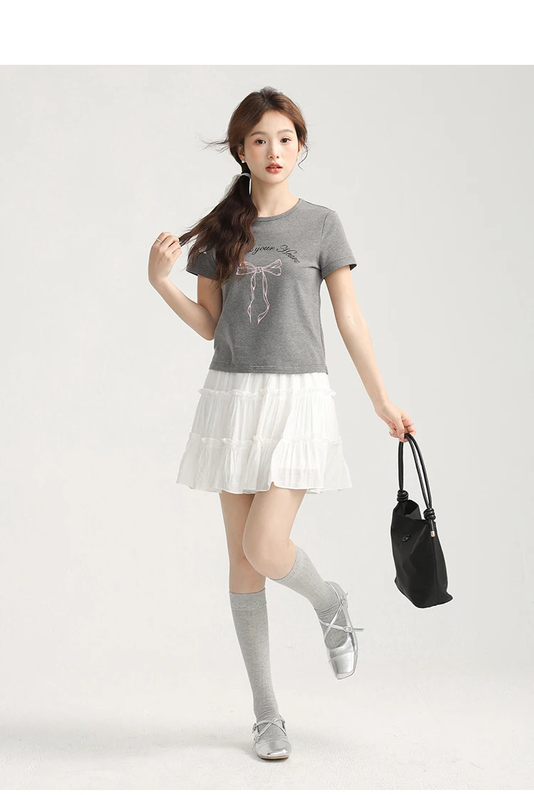 Retro Washed Blue Denim Shirt Oversized Long Sleeve Jacket Top Classic Letter Print Short Sleeve T Shirt Casual Two Piece Outfit