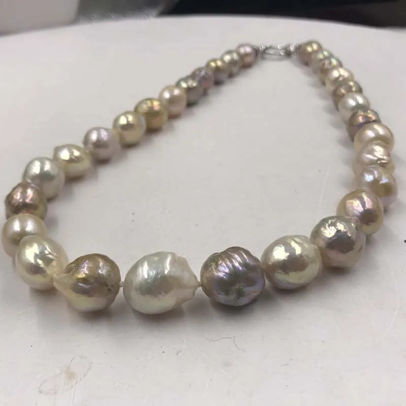 

{ELEISPL] 11-15mm Natural Color Kasumi Genuine Pearl Necklace 48cm Free Shipping #22010359