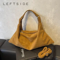 LEFTSIDE Women New Fashion Big Soft Handbags and Purses Vintage 2024 Winter Trend Simple Y2K Crossbody Bag Lady Shoulder Bag