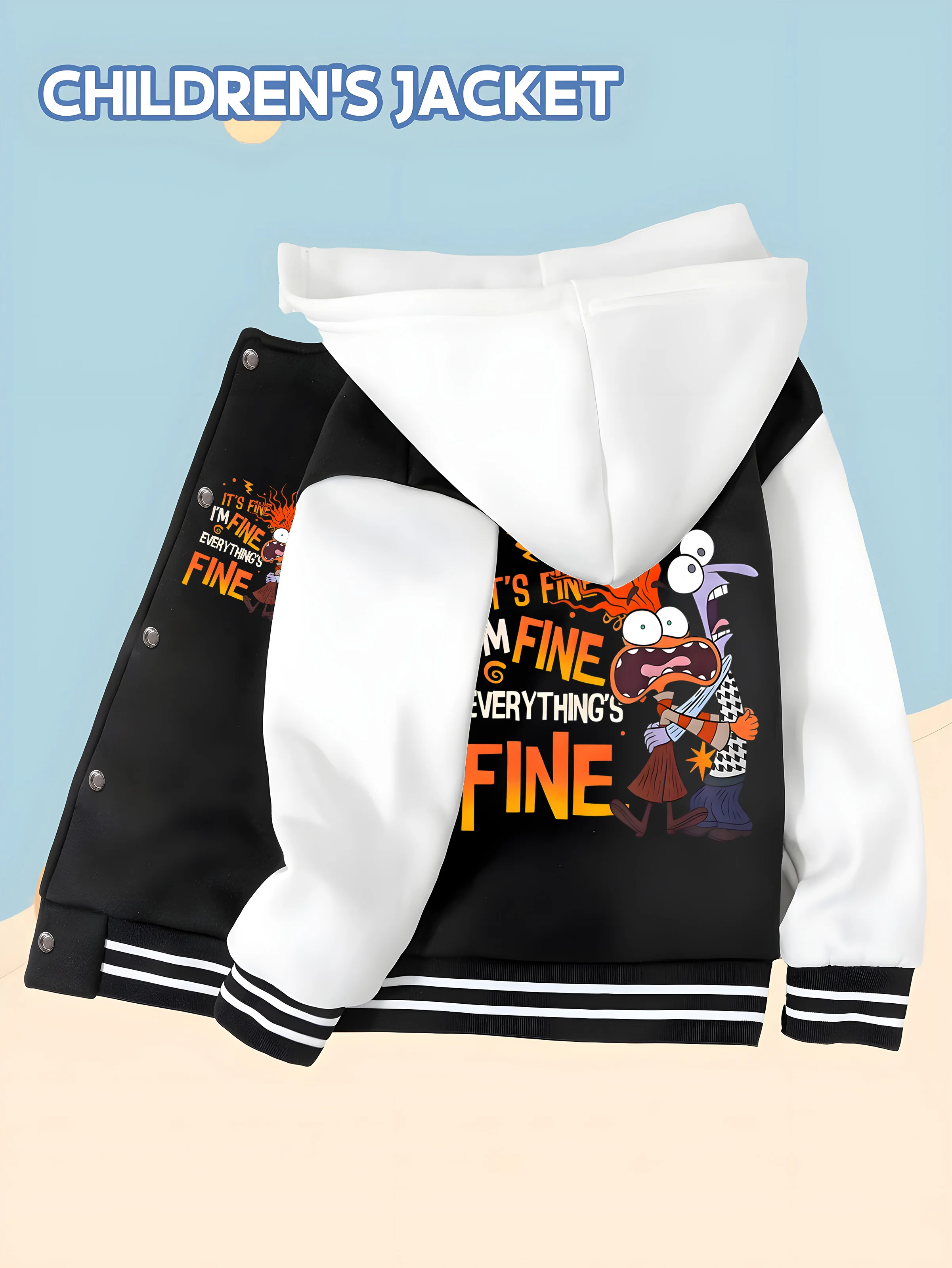 

MINISO Disney Character Boys' Baseball Jacket - Double-sided "FINE" print, skin-friendly fabric, perfect for everyday play