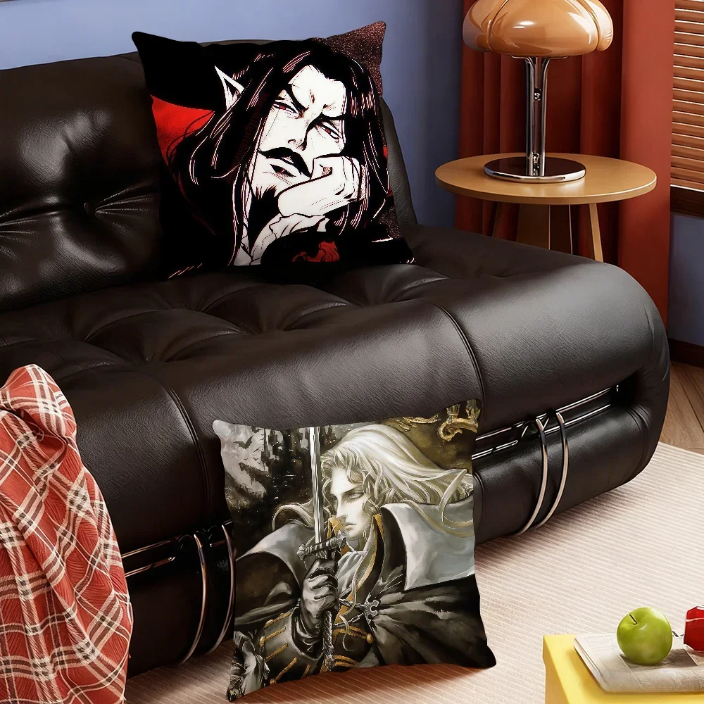 C-Castlevania Game Symphony of the Night cushion cover Soft Smooth Pillow Case Hidden Zipper Washable Decorative Office Gift
