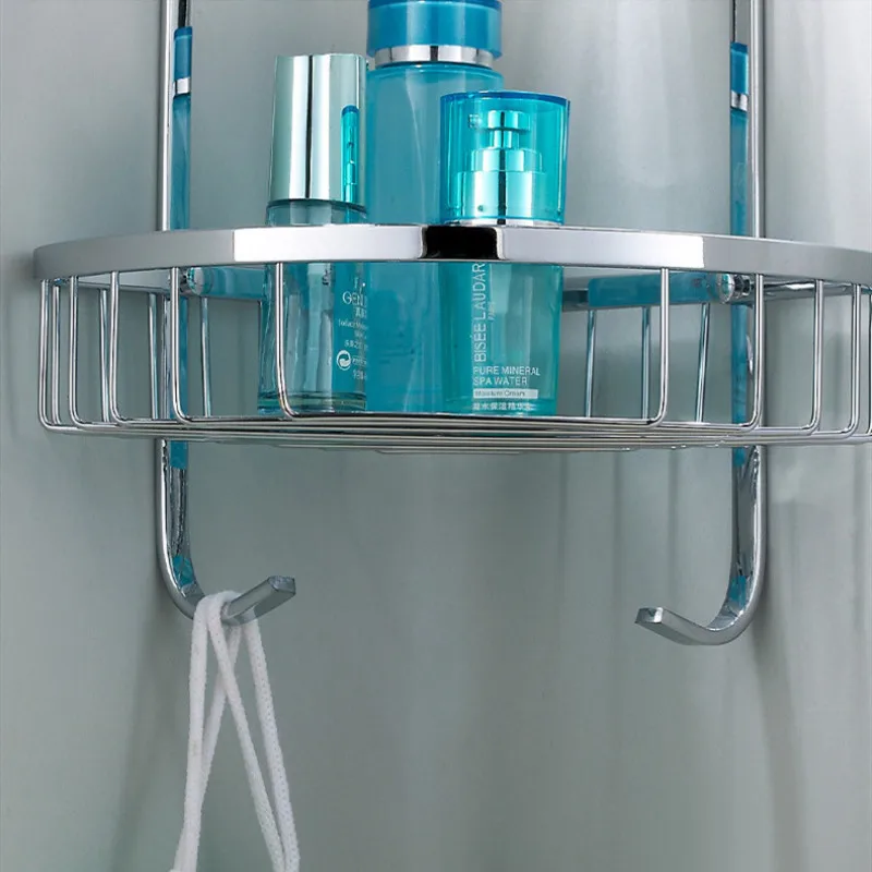 Wall Mounted Chrome 304 SUS Bathroom Soap Basket Bath Shower Shelf corner Basket Holder building materia