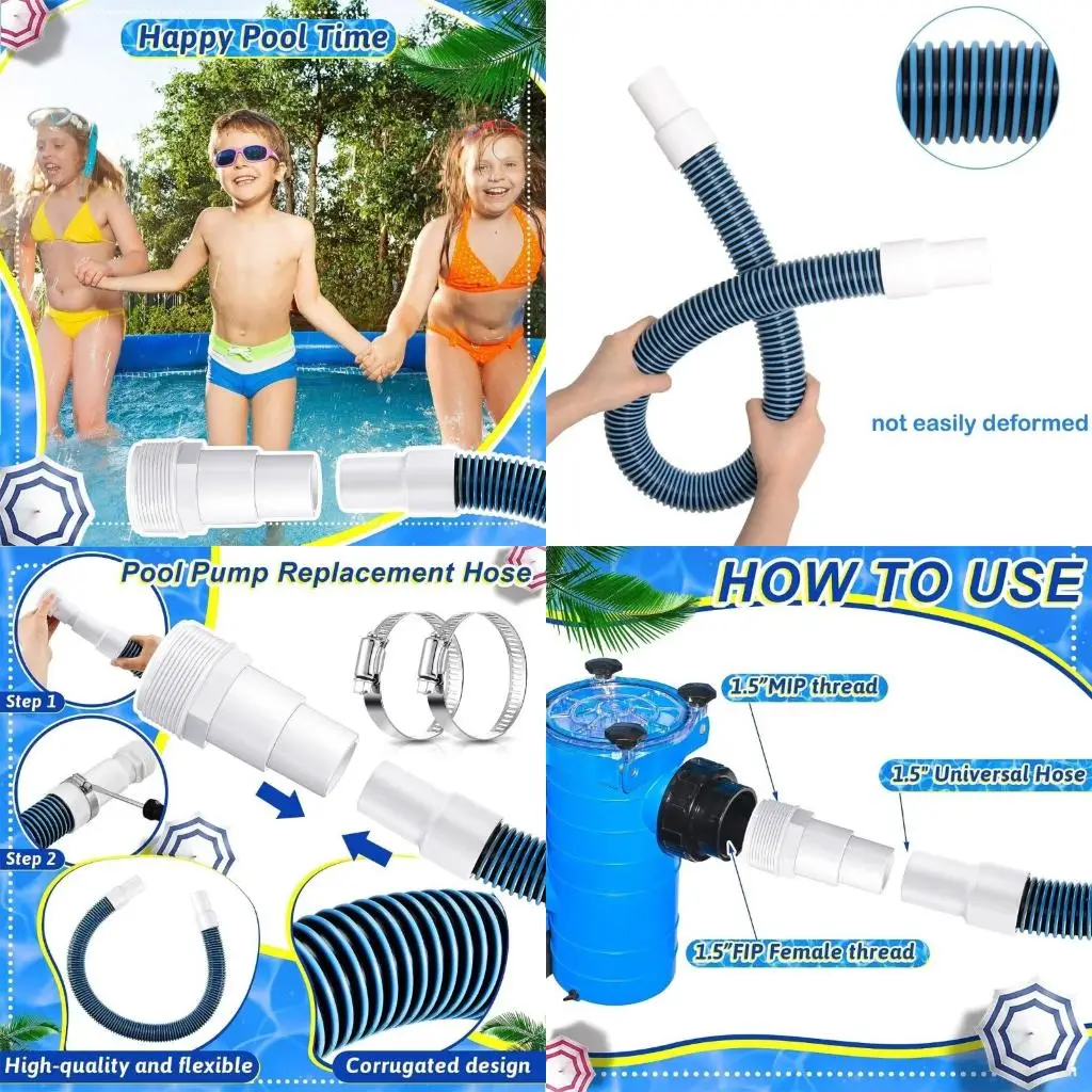 

1.25/1.5 Inch Swimming Pool Pipe Accessory Hose Pool Replacement Hose With Clips Summer Outdoor Filter Hose 601A