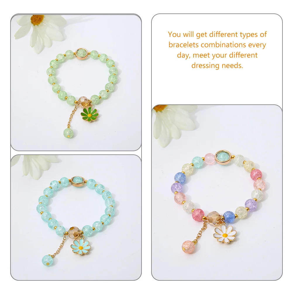 

4pcs Crystal Beaded Bracelets Elegant Delicate Chain Wrist Jewelry For Women Stylish Link Bangle Aesthetic Accessory