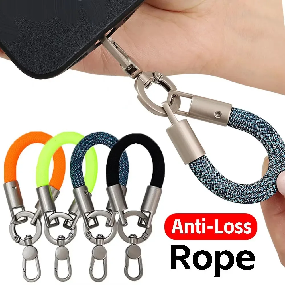Luxury Nylon Phone Anti-lost Lanyard Key Short Chain Pendant Women Hand-held Chain For iPhone Samsung Accessories Phone Lanyard
