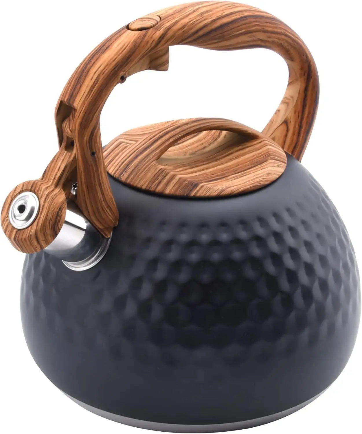 

3.2 Qt Stainless Steel Whistling Tea Kettle, Wood Handle for Stove Top, Gas Electric Compatible