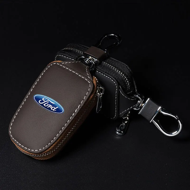 Car Key Holder Pouch Wallet Housekeeper Key Case Mini Card Bag For Ford Mustang Kuga F-150 Raptor ST line Escape Flex Transit