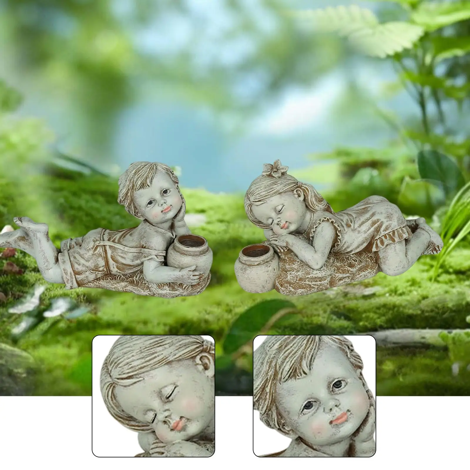 

Children Statue Resin Garden Statue with Light for Indoor Christmas Backyard