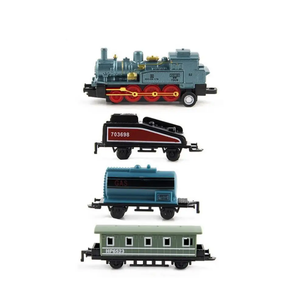 Diecast 1:60 Retro Steam Train Model Pull-back Miniature Pull Back Model Train Alloy Headstock Inertia Simulation Train Toy