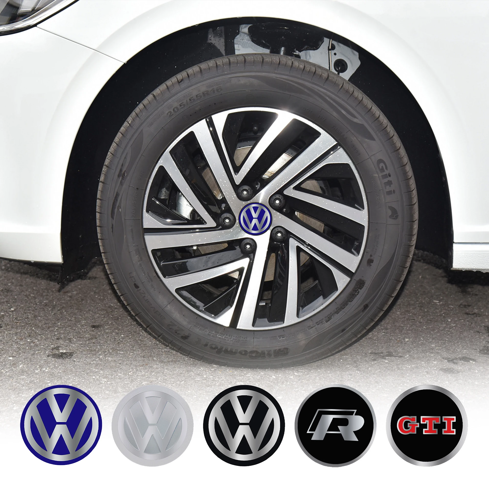 56mm/60mm/65mm Car Wheel Hub Cap Tire Center Emblem Decoration Sticker For Volkswagen VW GTI GOLF 6 7 Polo Tiguan  PASSAT Rline