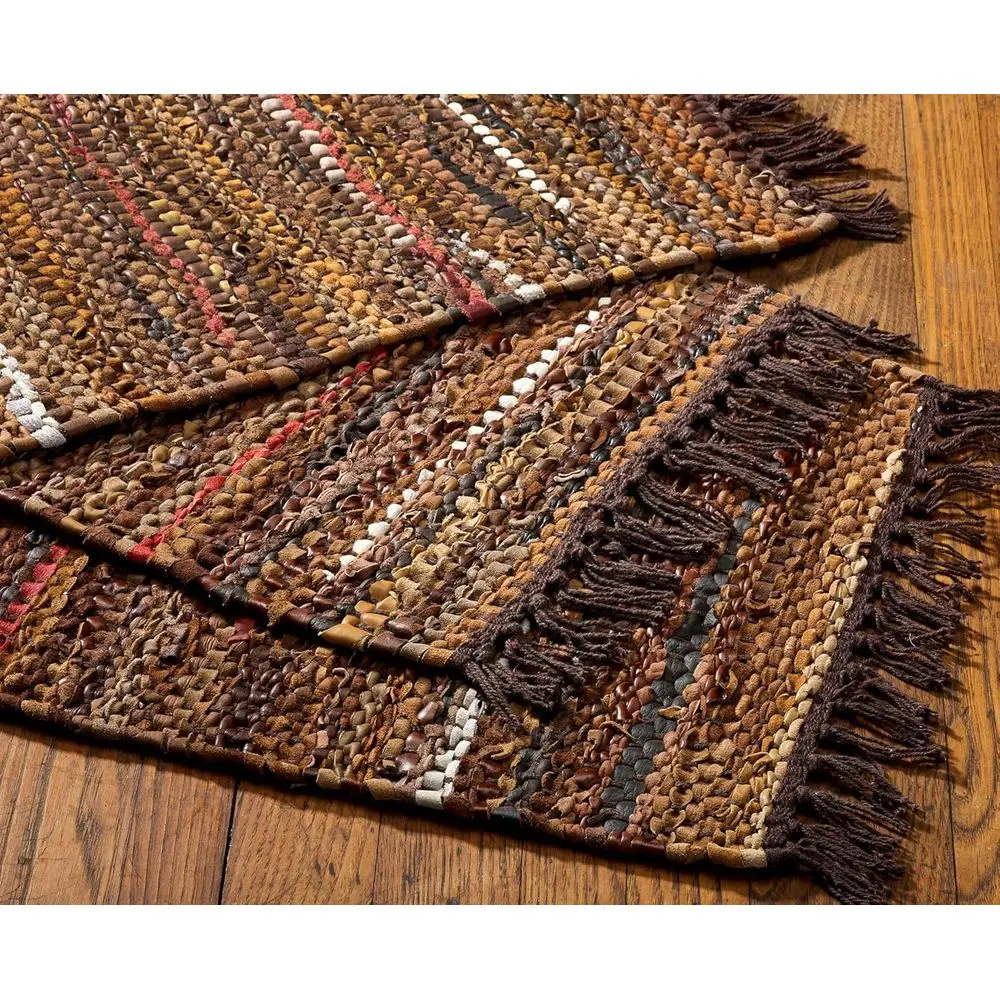 

Set of 4 Recycled Leather & Cotton Woven Placemats, 13x19, Brown, Handcrafted by LT Tucson