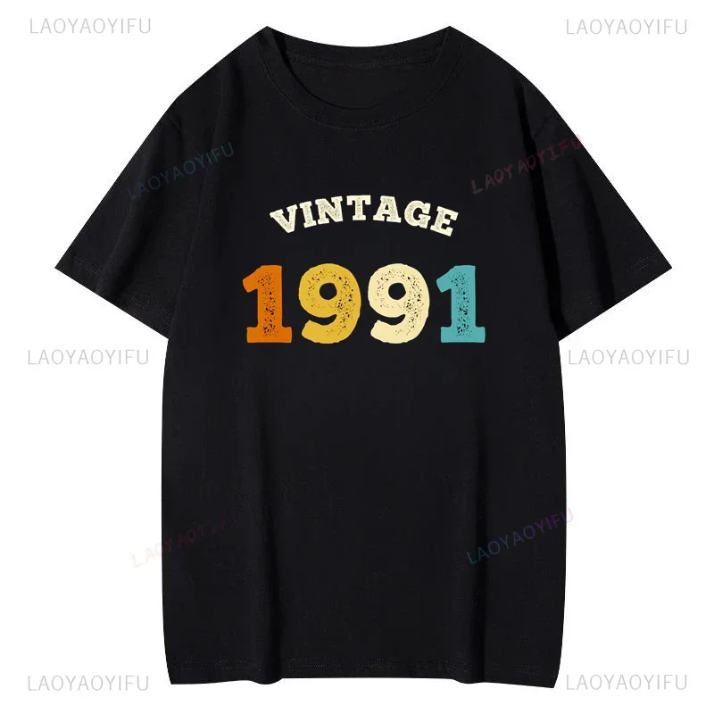 1991 Nostalgia for The Era of Youthful Vitality 33 Birthday Shirt 100% Cotton T-shirt, Unisex Classic Retro Fashion Casual Top