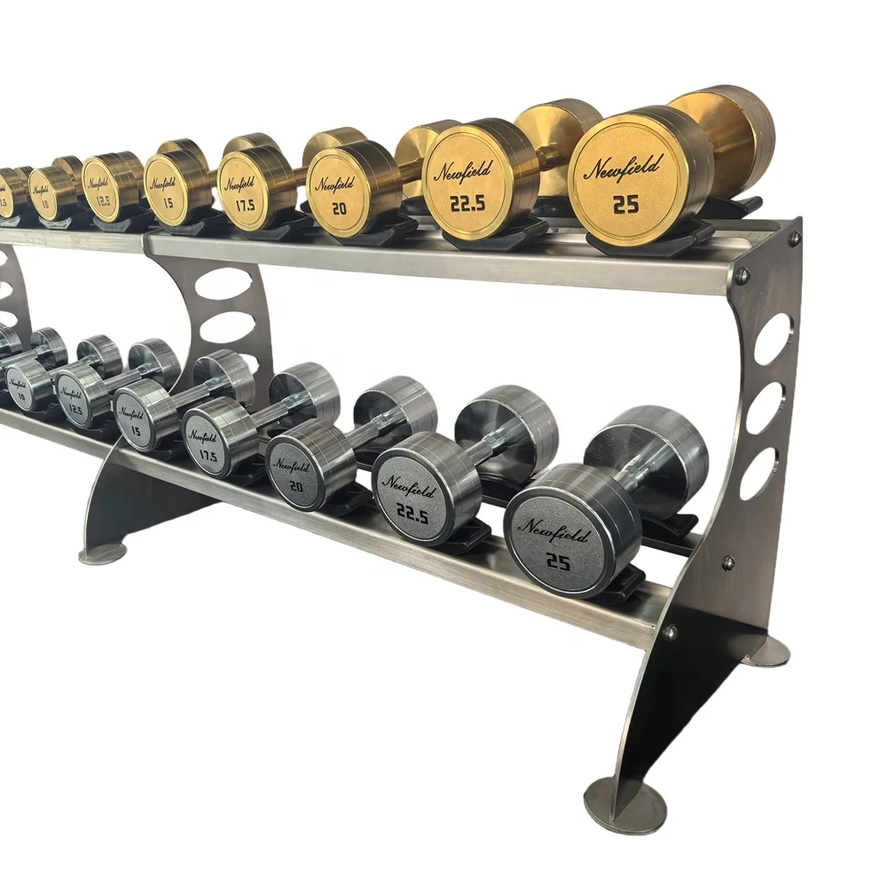 

2026 China Commercial Training Equipment Dumbbell Rack 10 Pairs Two Tiered Heavy Duty Stainless Steel