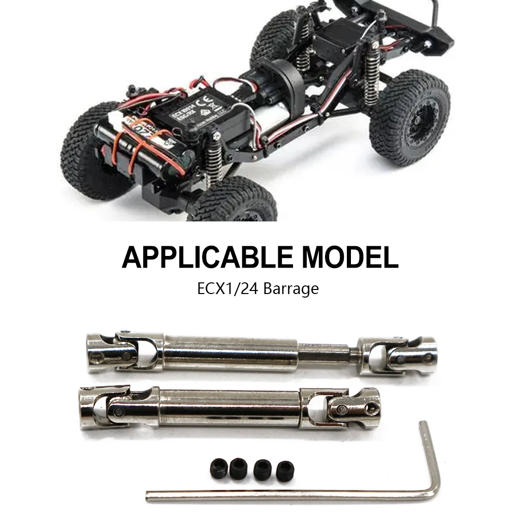 Stalowy uniwersalny przegub napędowy do 1/24 ECX Barrage RC Część samochodowa RC Akcesoria samochodowe Części zamienne Srebrny