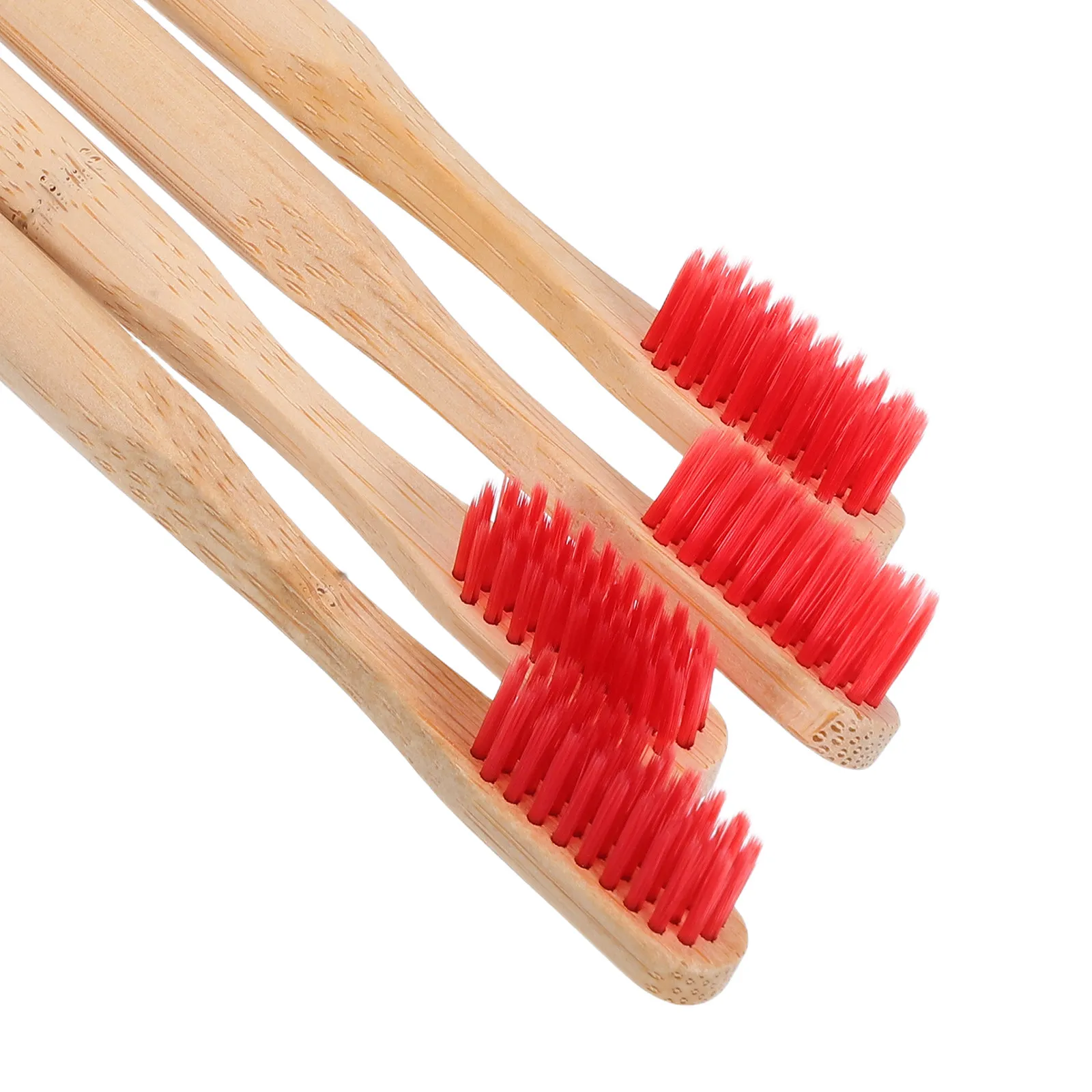 Bamboo Toothbrush Set 4 Pack Adult Toothbrushes with Ergonomic Nonslip Handles for Home and Travel