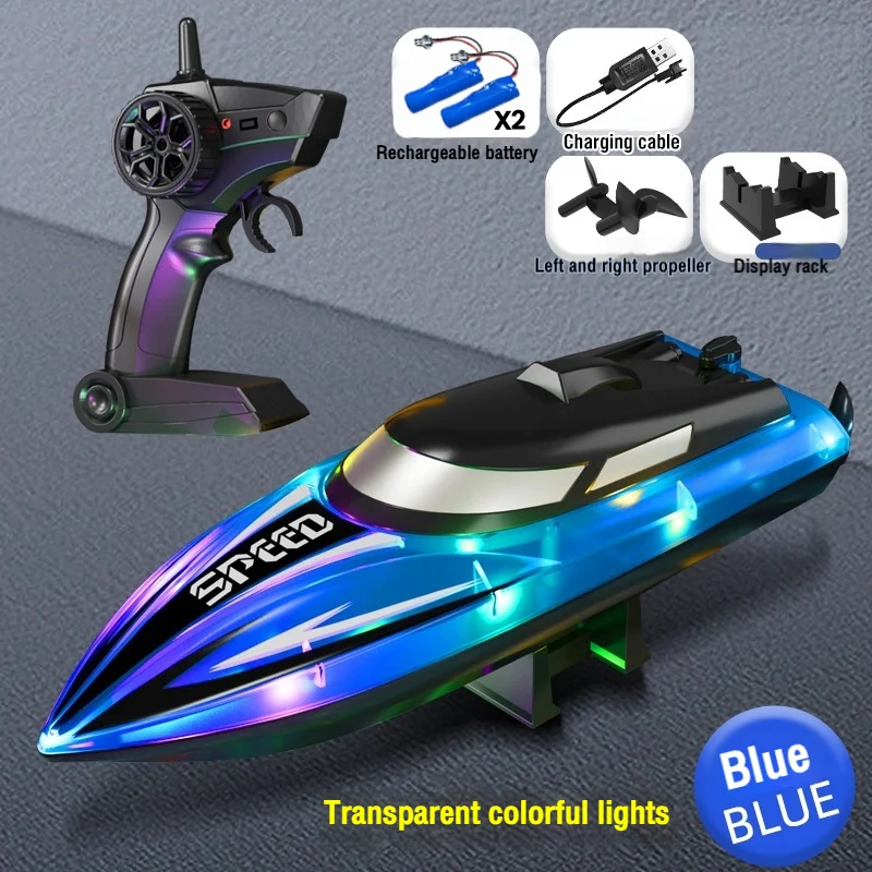 Rc-boot met kleurrijk led-licht Elektrisch hogesnelheidsspeelgoed Waterdicht Racing Afstandsbediening Speedboot Competitief speelgoedjongen Kindercadeau
