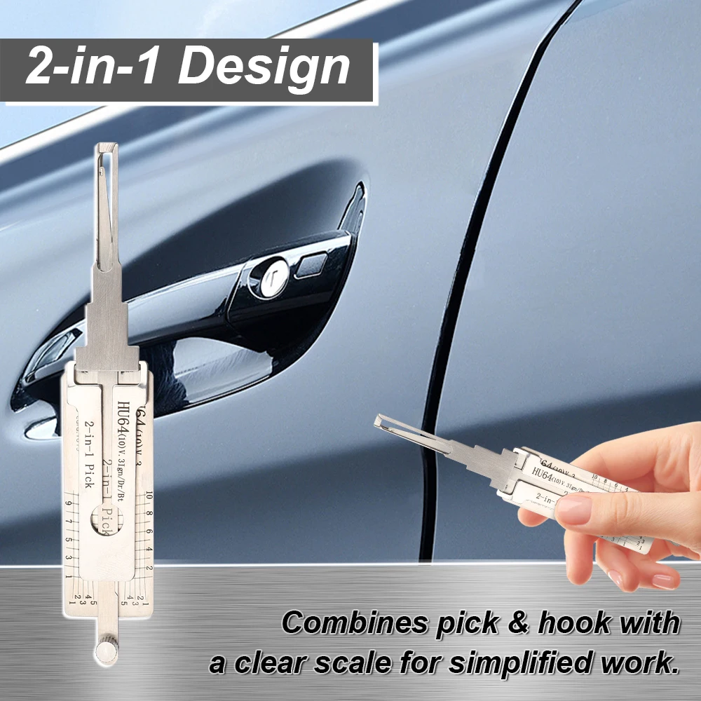 HU64 LiSHi 2-in-1 Lock Tool - Multipurpose Kit for Key Duplication & Lock Servicing, Professional Locksmith Supplies