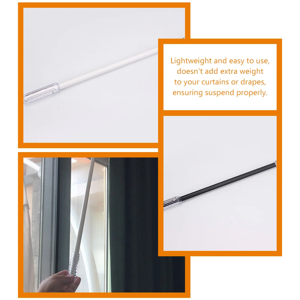 

2Pcs Curtain Pull Rod Drapery Wand for Heavy Curtains and Blinds Sturdy Lightweight Easy Glide Modern Finish Home Living Room