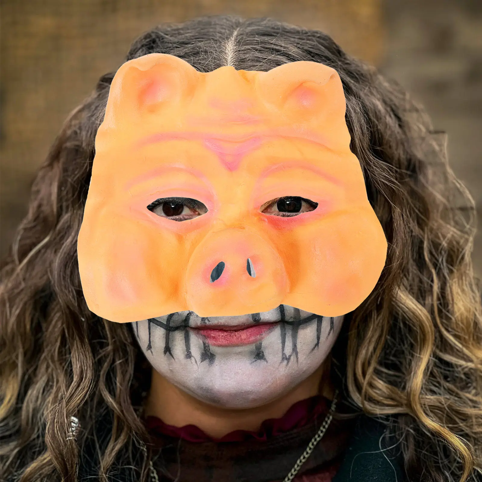 

Маска-полулицо в виде свиной головы, гибкая латексная, многоразовая, для Хэллоуина, костюмированных вечеринок, маскарадов, аксессуар для косплея, маска животного