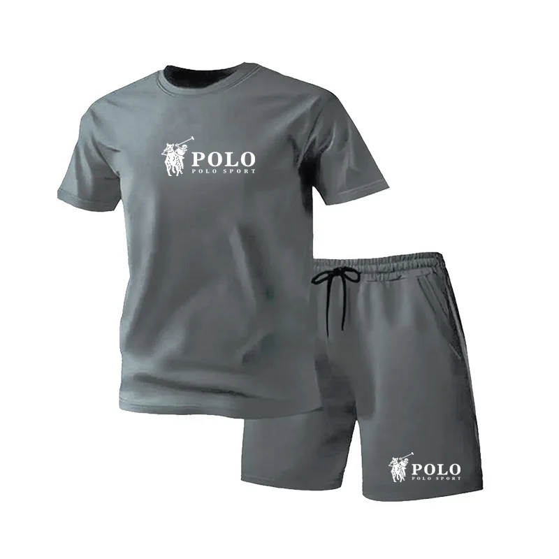Men's POLO Sport Short Sleeve T-shirt and Shorts Set Summer Casual Breathable 2 Piece Outfit for Men Streetwear Tracksuit - Image 5