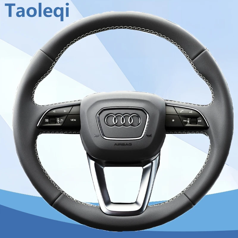 Car Steering Wheel Cover For Audi A4 (B9) Avant Allroad Q3 Q5 SQ5 Q7 SQ7 Q8 SQ8 Napa Leather Steering Wrap Hand Sewing Durable