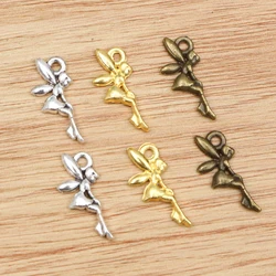 40pcs 19x8mm Antique Silver Plated Bronze Gold Angel Girl With Wings Handmade Charms Pendant:DIY for bracelet necklace