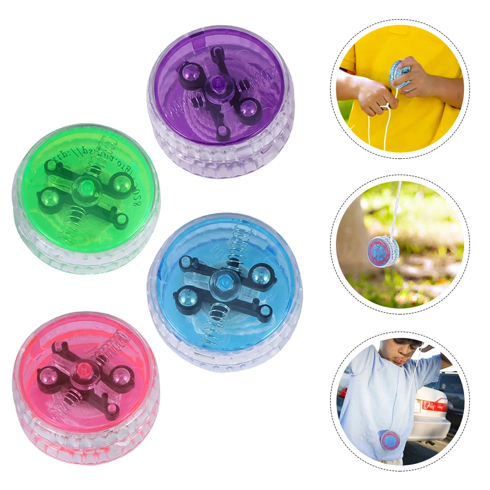 

4pcs Led Light Up Yo-Yo Luminous Plastic Ball For Kids Beginner Flashing Yoyo Pull String Yoyo With Led Lights