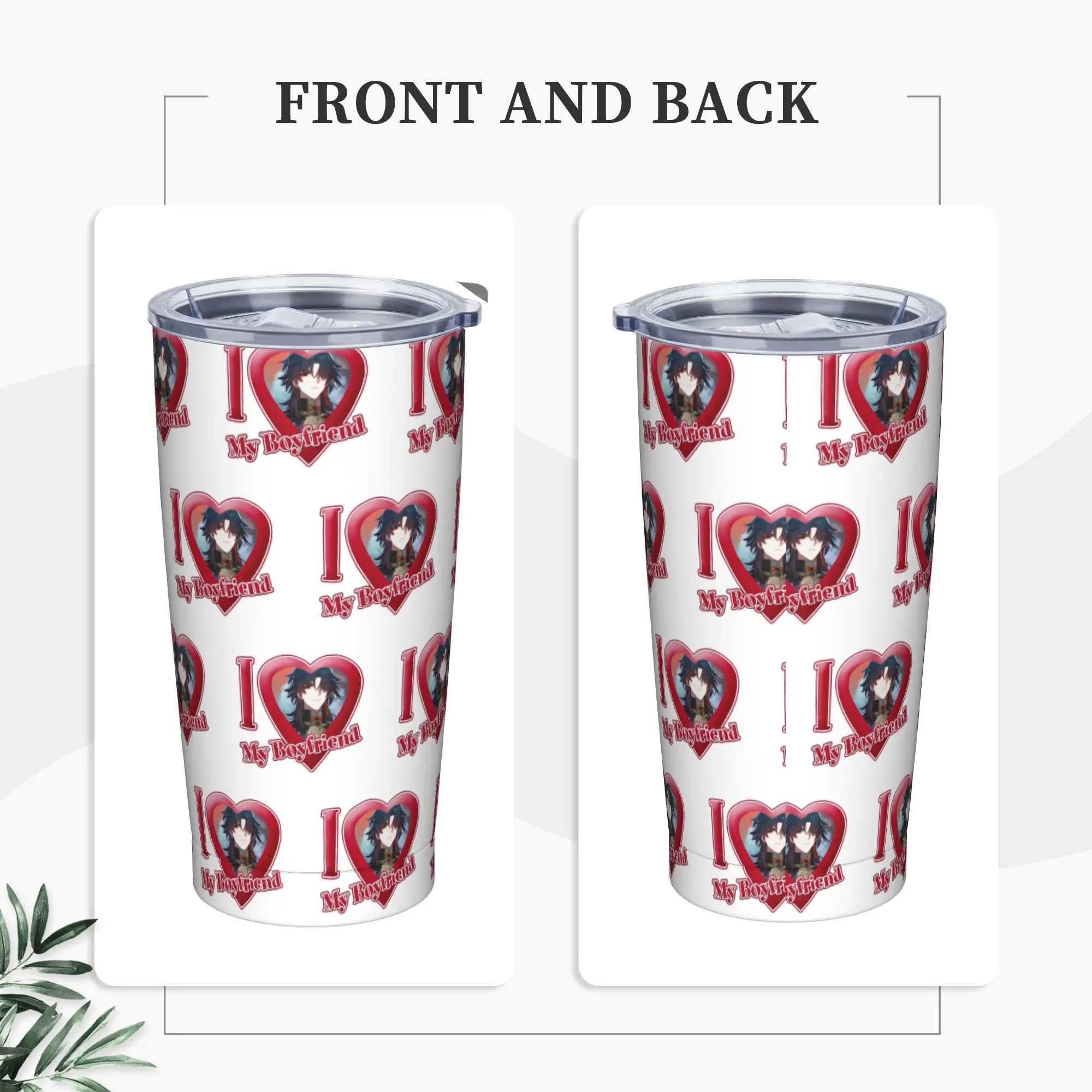 Honkai Star Rail Blade I Love My Girlfriend Tumbler Vacuum Insulated Thermal Cup with Lid Straw Outdoor Mug Hot Cold Drink, 20oz