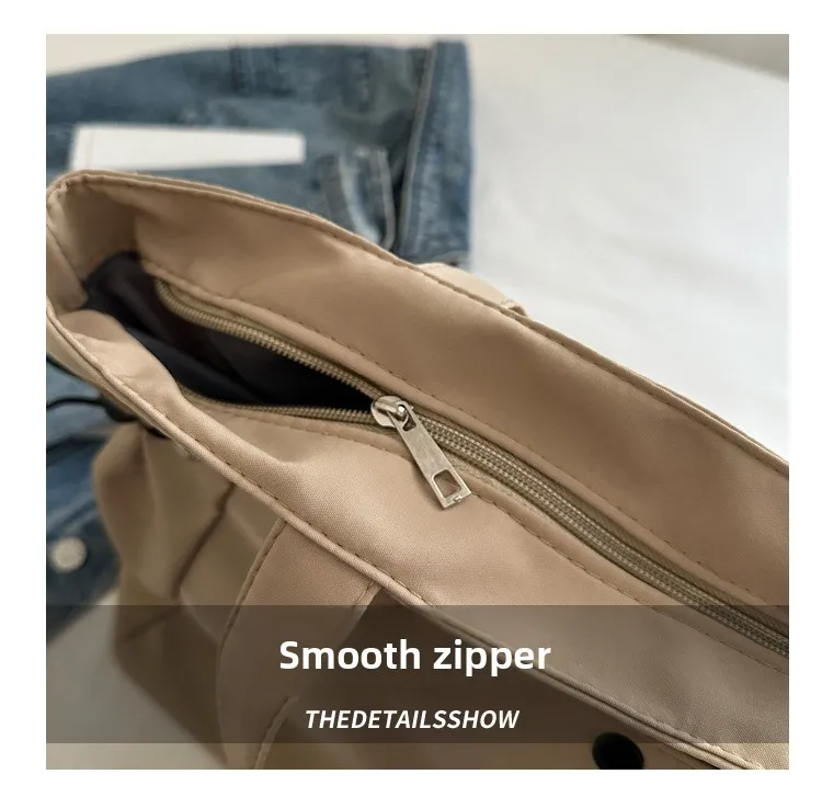 Canvas-Nylon-Tragetasche mit Kordelzug, große Kapazität, Handtasche, Alltagstasche, lässige Handtaschen, Umhängetaschen für Frauen, Arbeit, Pendeln – Detail 12